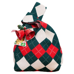 新年红色手提针织包年货糖果礼品收纳袋卡通小马包装手拎包