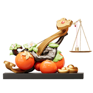 柿柿称心如意摆件客厅玄关轻奢高档桌面新中式装饰品乔迁入宅礼物