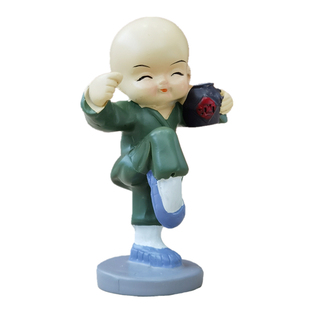 功夫小和尚摆件打拳武术人物迷你汽车公仔车载装饰品国风武僧醉拳