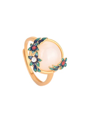 国潮风珐琅工艺古法金宫廷戒指