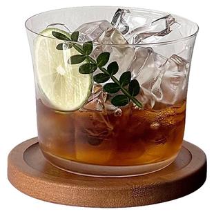 ins风透明玻璃杯冰美式拿铁杯家用杯垫冷萃杯果汁杯饮品杯水杯子