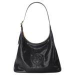 CASSILE卡思乐小号托特包水晶牛皮单肩斜挎黑色hobo包通勤腋下包