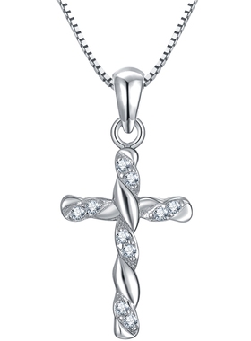 全银镶钻s925纯银项链加圣诞礼物