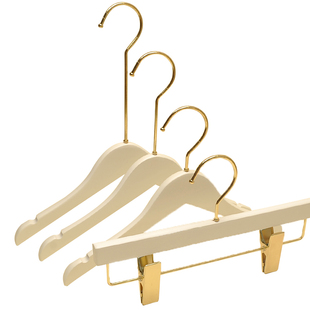 纯白色长钩儿童衣橱宝宝木质木头实木衣架裤架小孩童装店衣挂