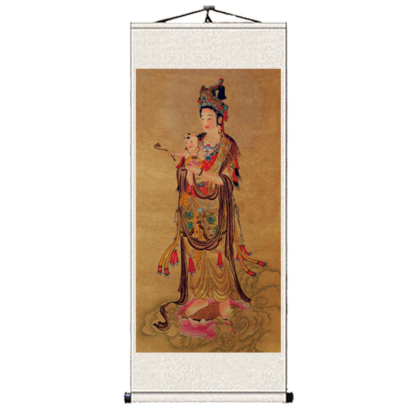 观音送子挂画结缘供奉卧室装饰画