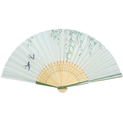 7寸头青扇骨折扇好开合仿真丝