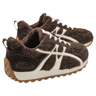 MILLIE S/妙丽加绒厚底德训鞋女冬季保暖拼接舒适系带运动休闲鞋