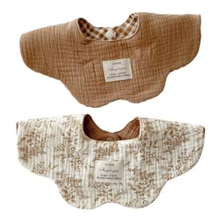 ins韩系宝宝围嘴两面可用防吐奶口水巾婴幼儿纯棉纱布花瓣围兜