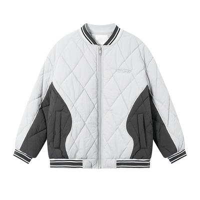 韩范学院风菱形绗棉运动棒球棉服