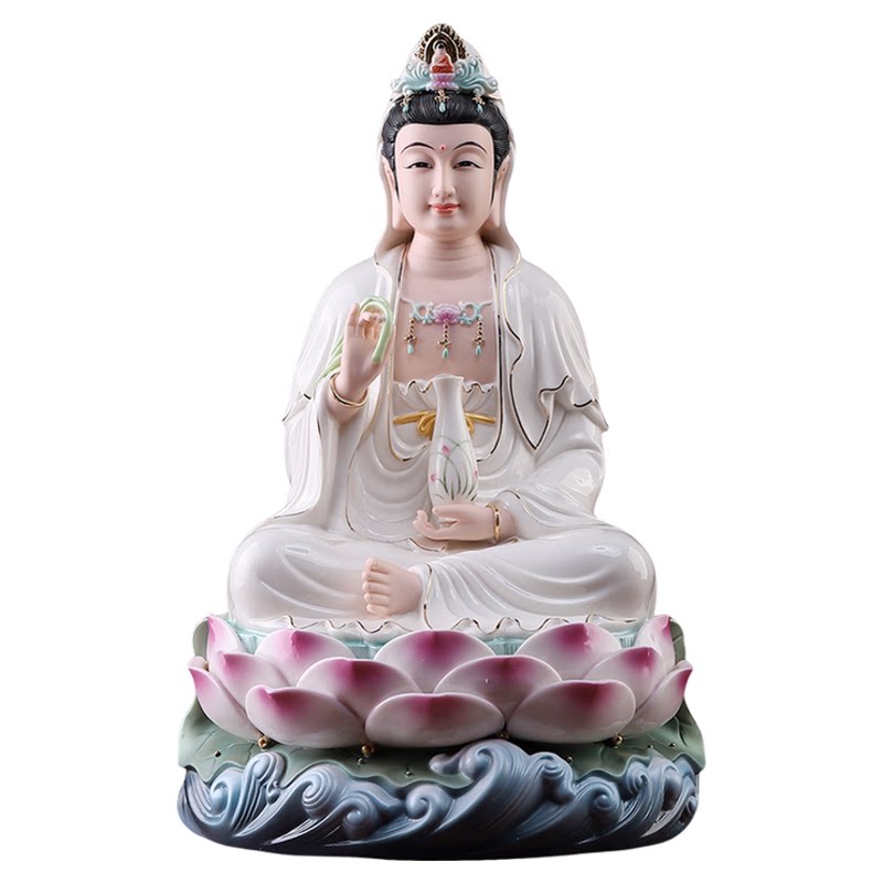 戴玉堂南海观世音菩萨像陶瓷摆件