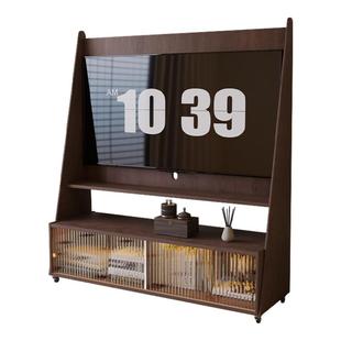 中古风实木电视柜客厅家用小户型电视机柜可移动带轮置物电视机架