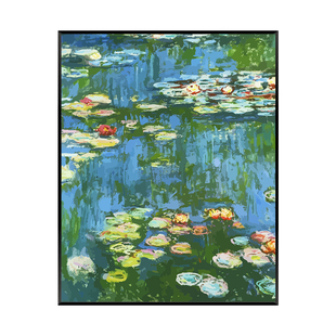 莫奈手绘数字油画日出睡莲装饰画填色抽象手工画画diy填充油彩画