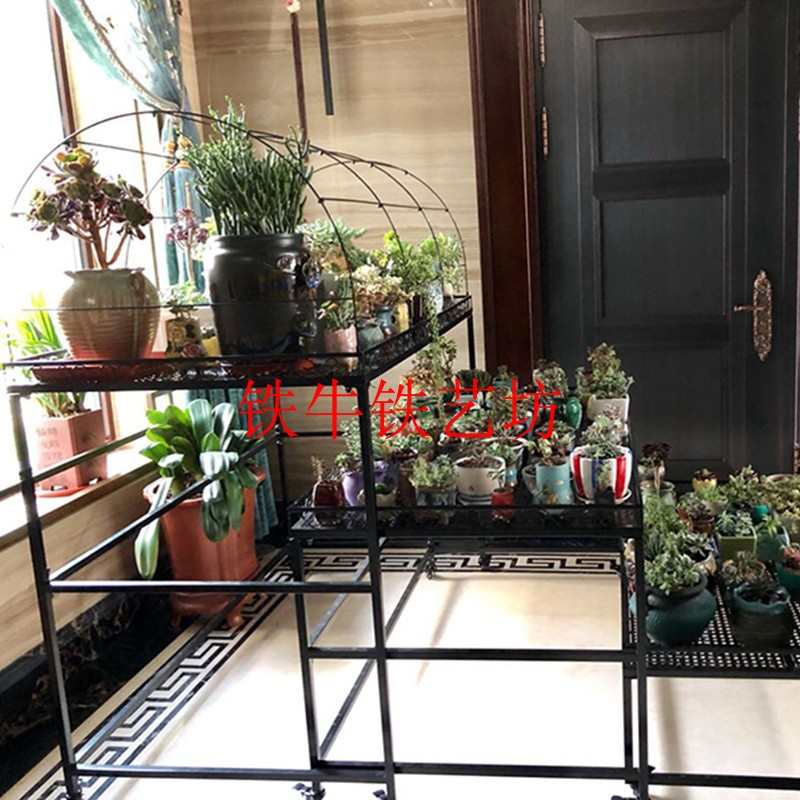 阳台阳光房移动带轮多层伸缩多肉花架铁艺花架子防雨遮阳室外庭院
