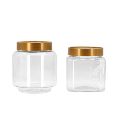 方形塑料密封罐金色盖零食炒货店