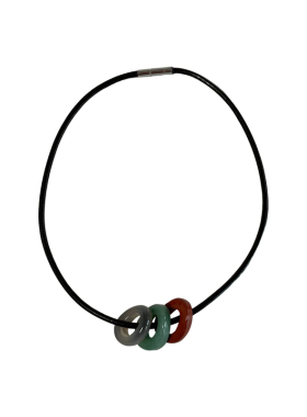 三环路椭圆天然石皮绳项链