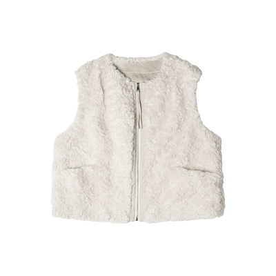 XUZI YU.小个子定制简约羊羔毛马甲女短外套拉链百搭7730-MJ5961