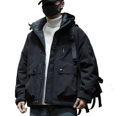 白鸭绒工装羽绒服外套男加肥加大