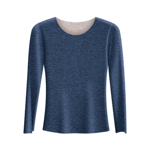 含羊绒蚕丝男士德绒保暖内衣加绒加厚无痕内穿打底套装上衣大码冬