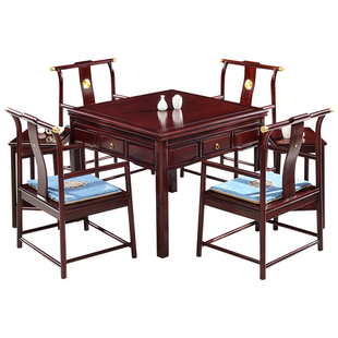 新中式红木麻将桌餐桌两用新款电动静音实木麻将机全自动家用一体