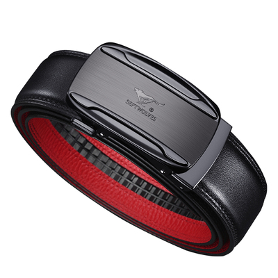 七匹狼男士皮带真皮本命年红腰带