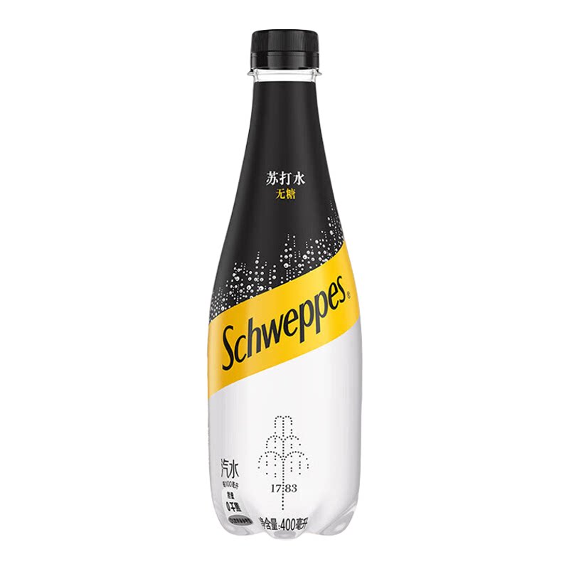 怡泉苏打水400ml*6瓶原味无糖零卡柠檬苏打水气泡水调酒聚餐