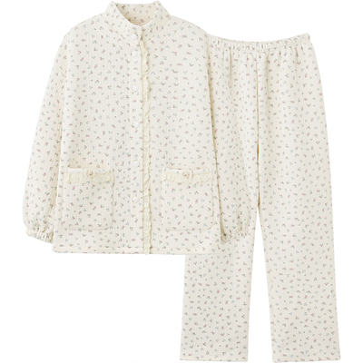 思莉太太加厚纯棉空气棉秋冬睡衣