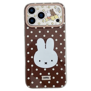 北比秋冬复古棕色波点米菲兔适用苹果17promax手机壳iphone16新款15pro女17可爱14pm日韩13双层16pro全包硬壳