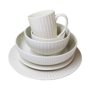 釉下彩白色浮雕陶瓷碗盘套装家用碗盘子菜盘牛排盘面碗简约-微瑕