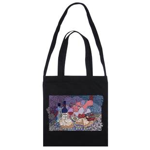 ins艺术家插画原宿暗黑系慵懒风单肩chic简约复古百搭斜挎帆布包