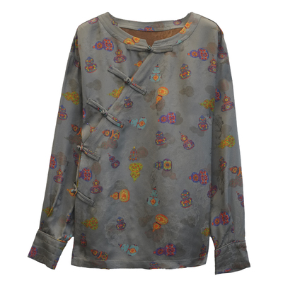 木子理想胖mm大码新中式提花衬衣