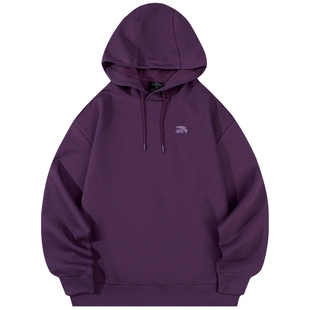 安踏加绒保暖连帽卫衣女冬季套头红色长袖宽松大码百搭休闲运动服