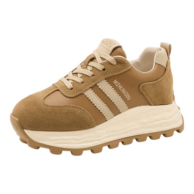 厚底圆头运动休闲鞋真皮阿甘鞋