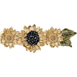 shes茜子梵高向日葵原创手工钉珠复古向日葵横夹盘发发夹发卡