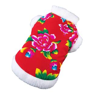 猫咪衣服秋冬保暖东北大花喜庆布偶德文泰迪小猫咪防掉毛唐装棉袄