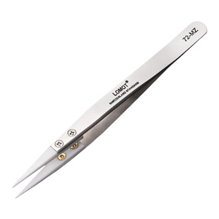 LOMOT不锈钢陶瓷镊子尖头72MZ耐酸碱耐高温无感电镜镊子美容TEM夹