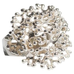 原创设计99足银花卉食指戒指女 时尚轻奢定制刻字开口可调节银饰