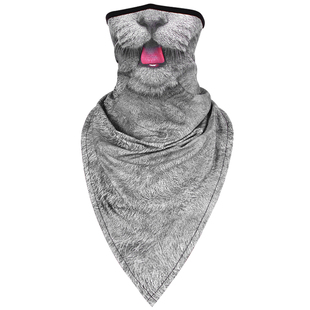 防晒面巾冰丝脖套围脖户外防风钓鱼男女骑行面罩猫咪战术三角头巾