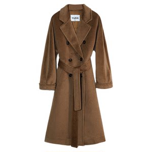 悦戎旗舰店悦戎秘鲁进口苏力羊驼毛大衣女中长款2025秋冬皮草感羊毛呢外套