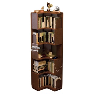 安居客转角书架实木书柜一体靠墙置物架矮客厅拐角家庭阅读区布置