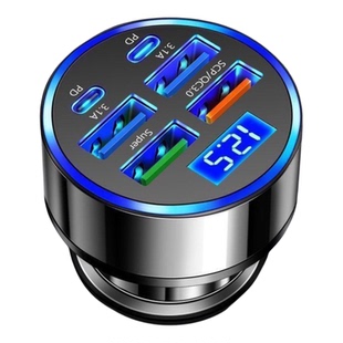 车载快充充电器超级快充汽车点烟器一分六转换车充USB多口闪充头