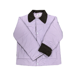 大码女装2025冬季新款胖mm韩版宽松简约紫色加厚棉衣棉服保暖外套