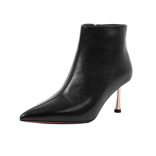 哈森/HARSON【璀钻之吻】秋冬新款气质尖头细高跟时装靴短靴女