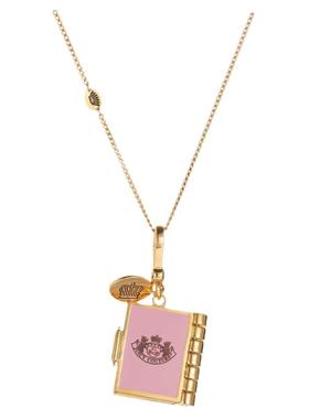 粉色书本吊坠项链珐琅釉