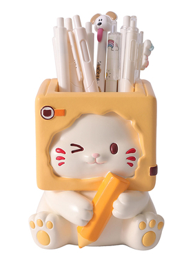 创意可爱三花猫笔筒摆件