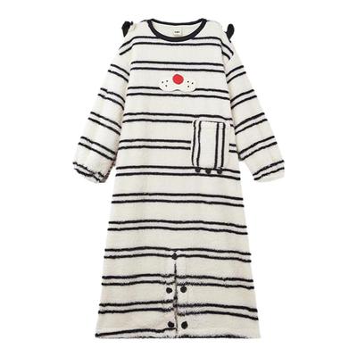 yso【酷猫系列】睡衣女连体睡裙两穿秋冬珊瑚绒可爱长款家居服D