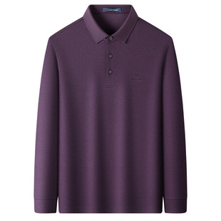 [双面丝光棉]梦特娇男士长袖Polo衫翻领25秋装婚宴纯色棉T恤爸爸J