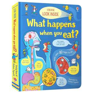 华研原版 揭秘人体消化器官 英文原版 Look Inside What Happens When You Eat 偷偷看里面系列 低幼启蒙科普百科 英文版 进口书