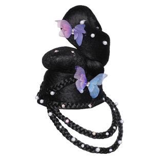 舞台假发汉服儿童古风一体式全套头饰古典舞演出舞蹈发髻发包组合