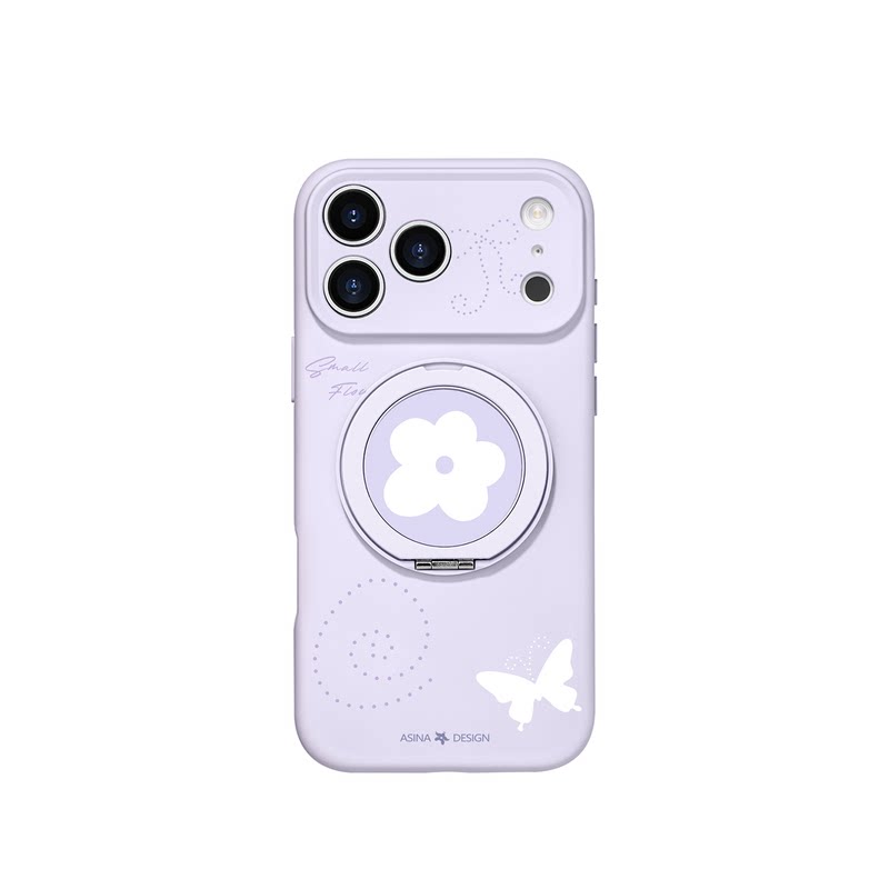 紫春日花语适用iPhone17Promax手机壳新款苹果16Pro磁吸带支架套Bo3液态硅胶支点ip15高级感14可爱的13pm全包