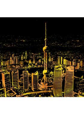 DIY刮画城市夜景刮画手工制作